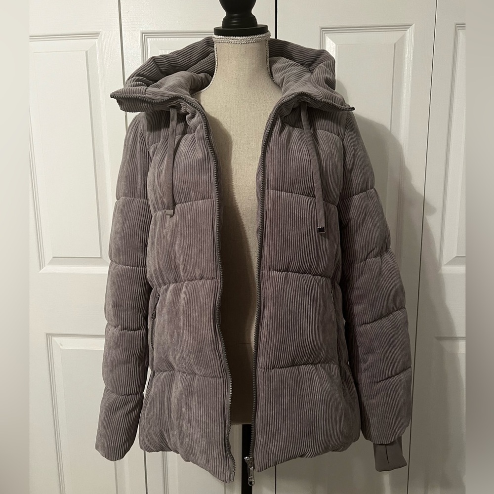 Sam Edelman Corduroy Gray Puffer Jacket